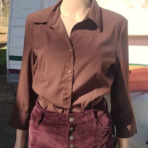 COMO brown button up 1/3 sleeves